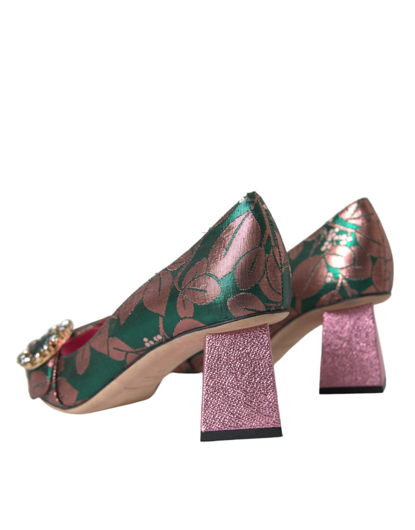 Dolce & Gabbana Multicolor Floral Jacquard Crystal Heels Pumps Shoes