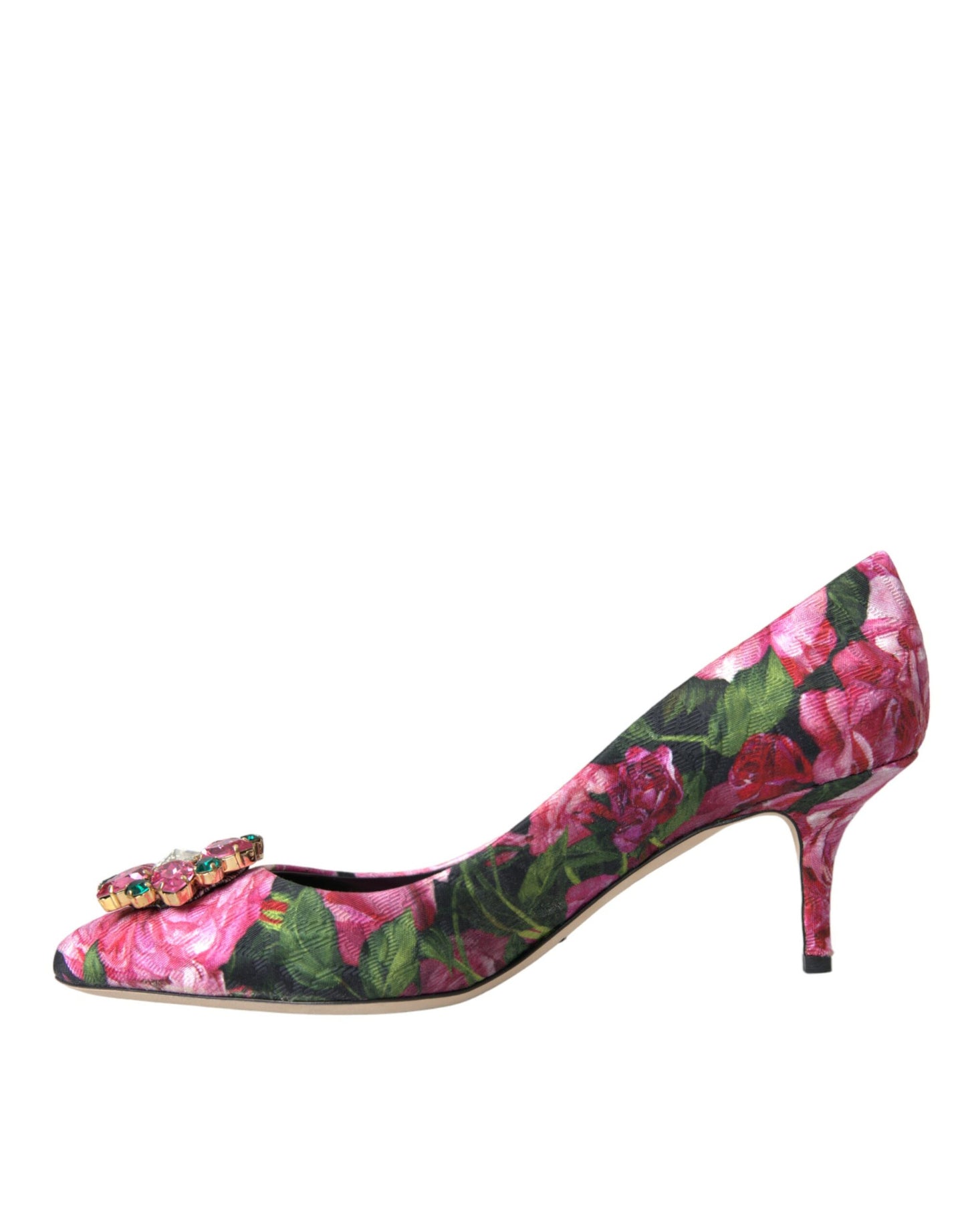 Dolce & Gabbana Multicolor Floral Brocade Crystal Heels Pumps Shoes