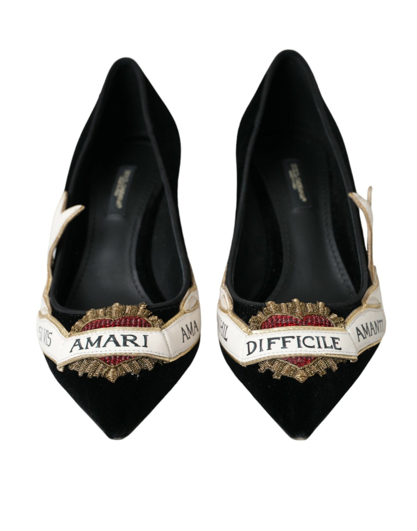 Dolce & Gabbana Black Suede Leather Amari Heels Pumps Shoes