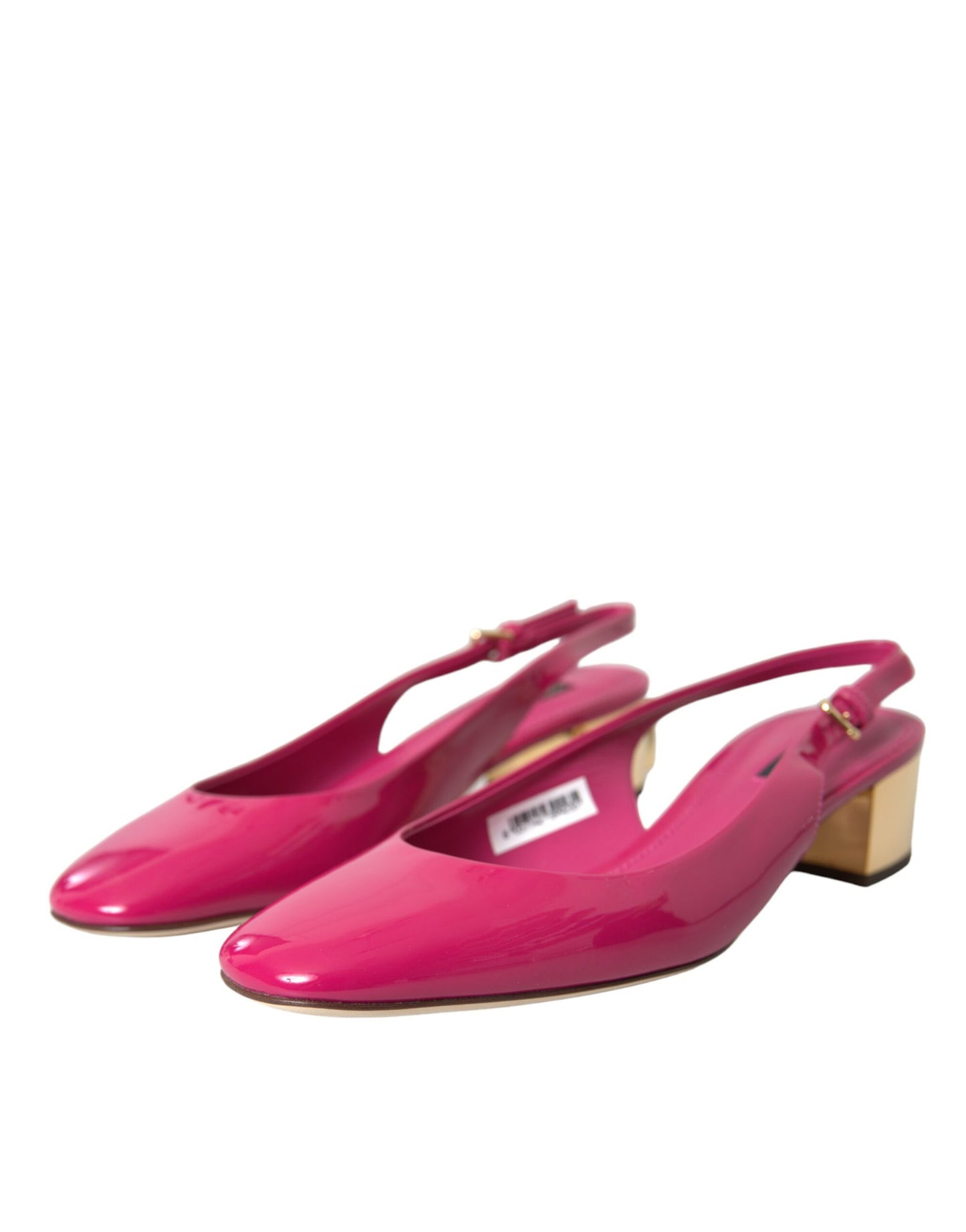 Dolce & Gabbana Pink Embellished Leather Slingback Shoes