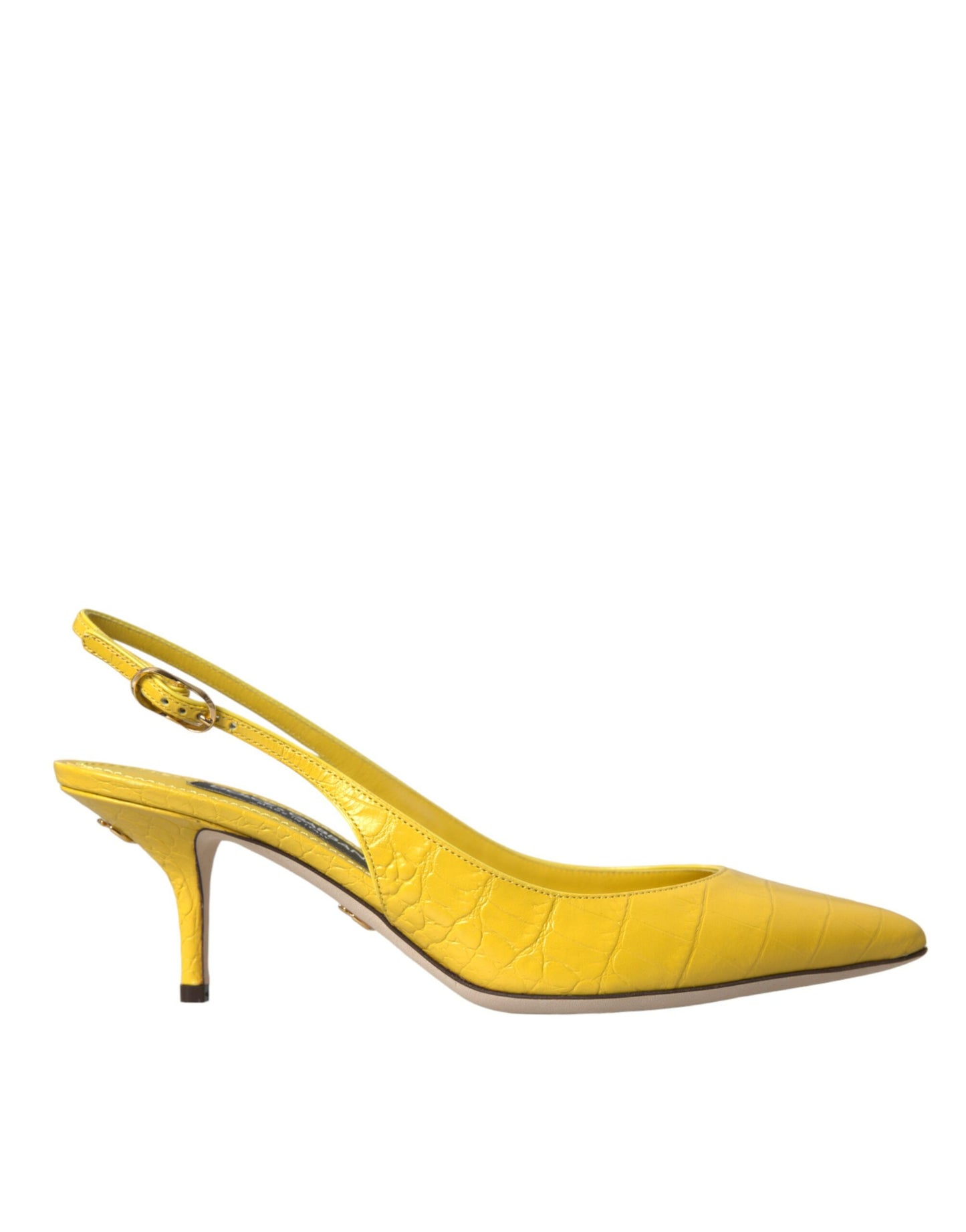 Dolce & Gabbana Yellow Leather Slingbacks Heels Shoes