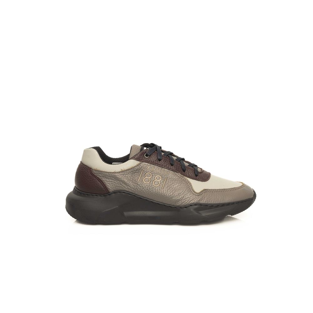 Cerruti 1881 Beige Leather Men Sneaker