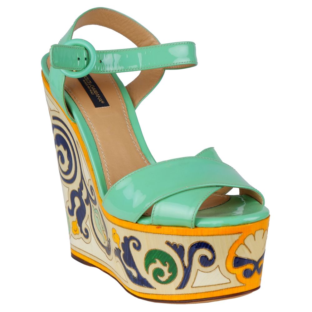 Dolce & Gabbana Green Leather Di Calfskin Sandal