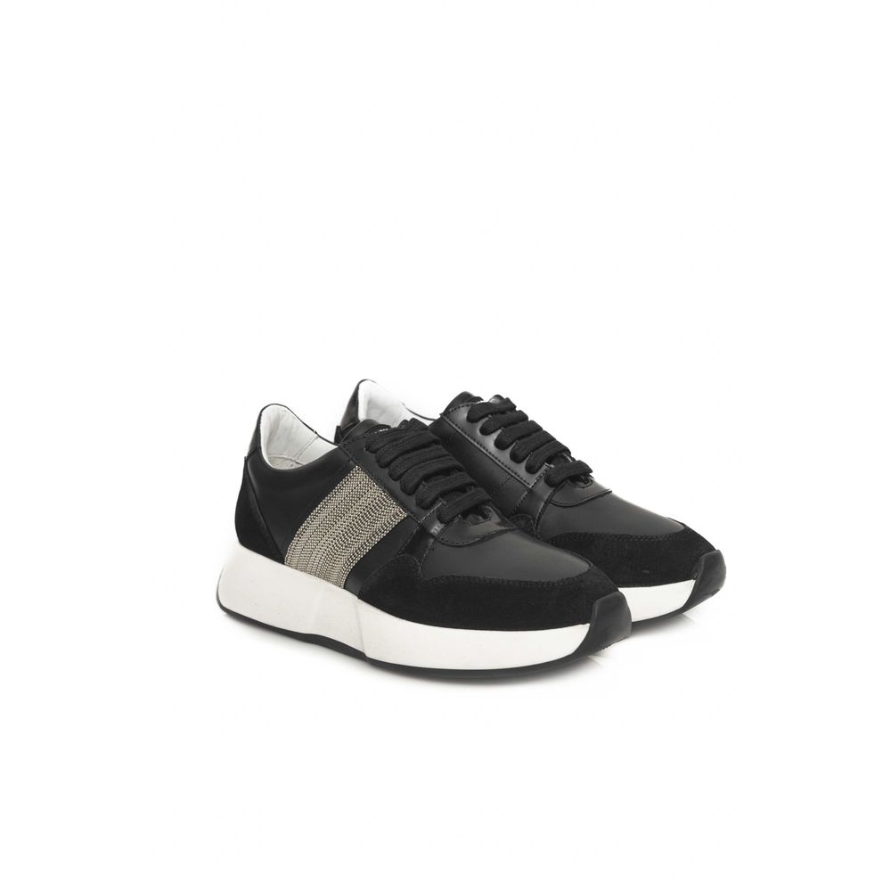 Cerruti 1881 Black Leather Women Sneaker