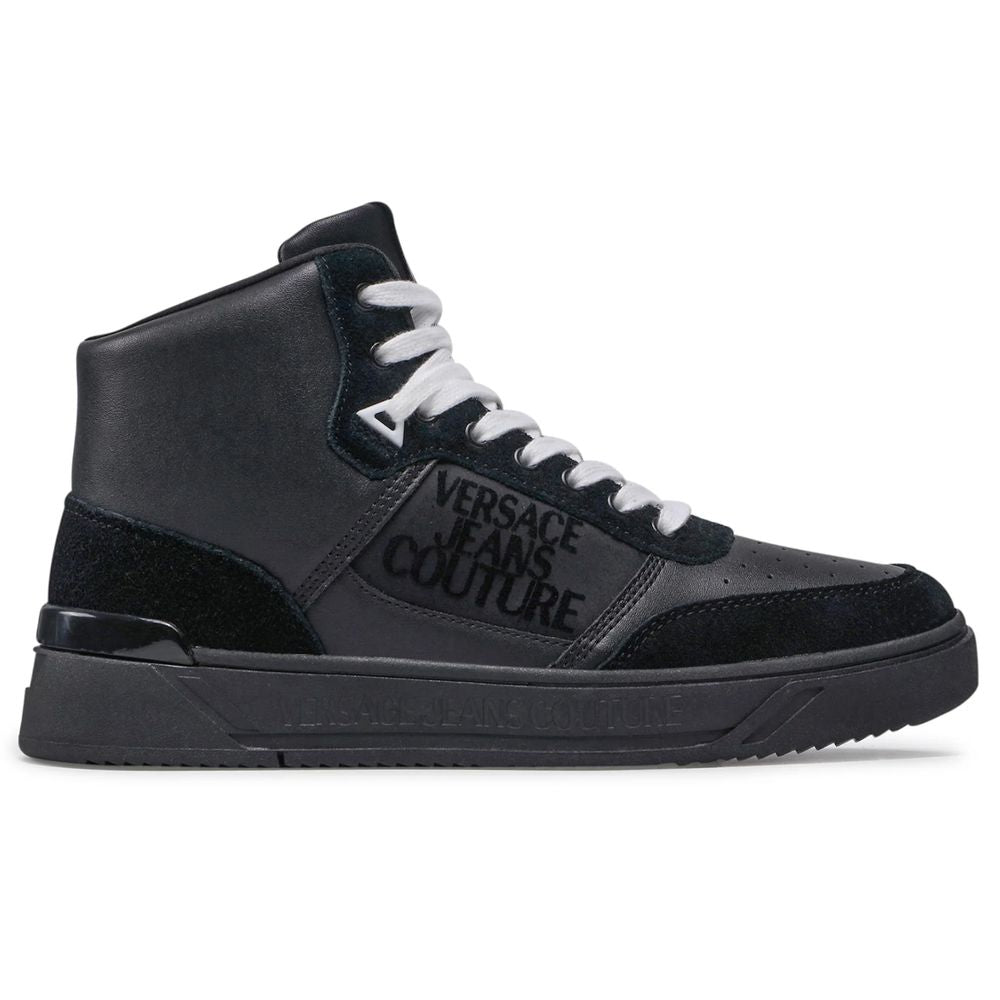 Versace Jeans Black Leather Di Calfskin Sneaker