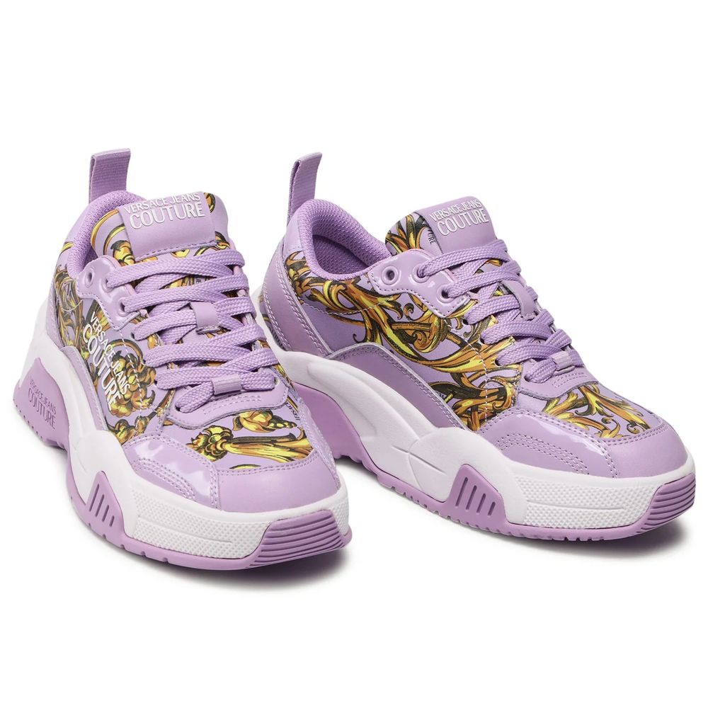 Versace Jeans Purple Leather Di Calfskin Sneaker