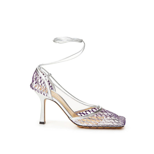 Bottega Veneta Silver Cotton Leather Sandals