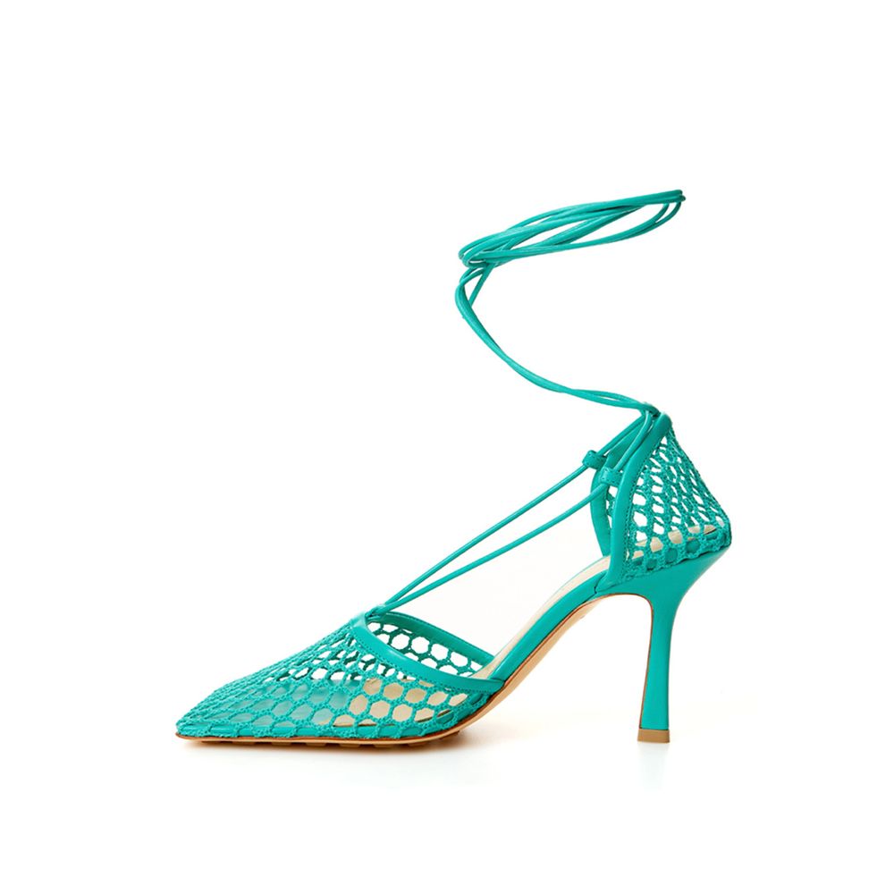 Bottega Veneta Emerald Elegance Cotton-Leather Sandals