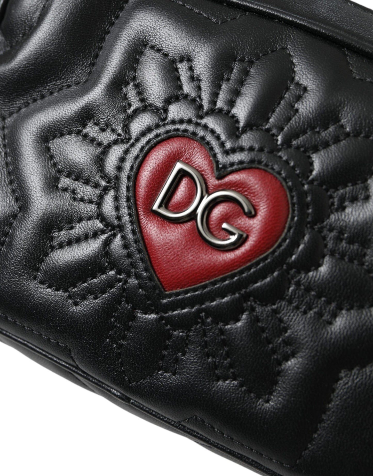 Dolce & Gabbana Black Leather Marsupio Quilting Love Belt Fanny Pack Bag