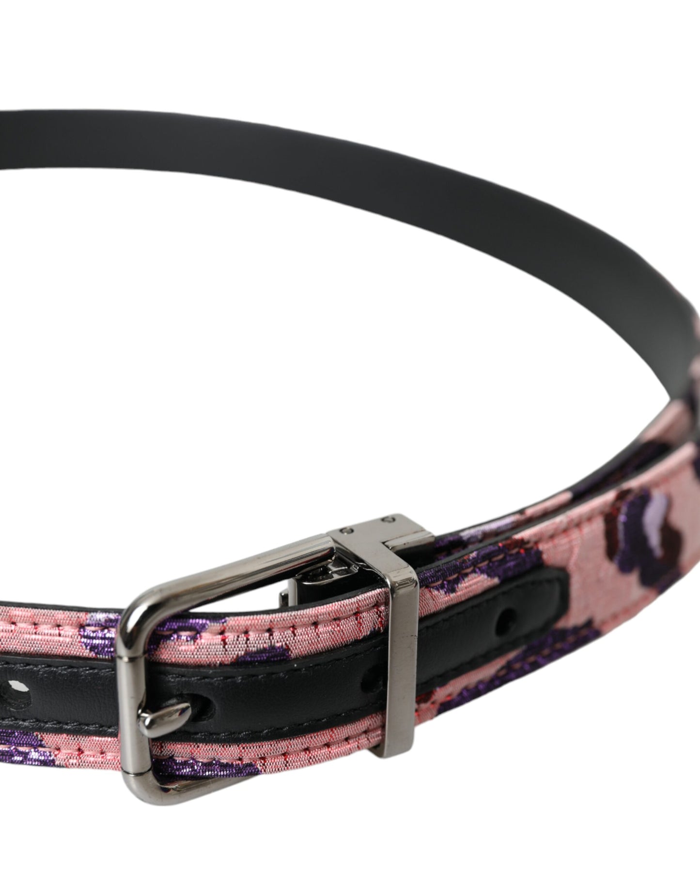 Dolce & Gabbana Multicolor Jacquard Leather Metal Buckle Belt