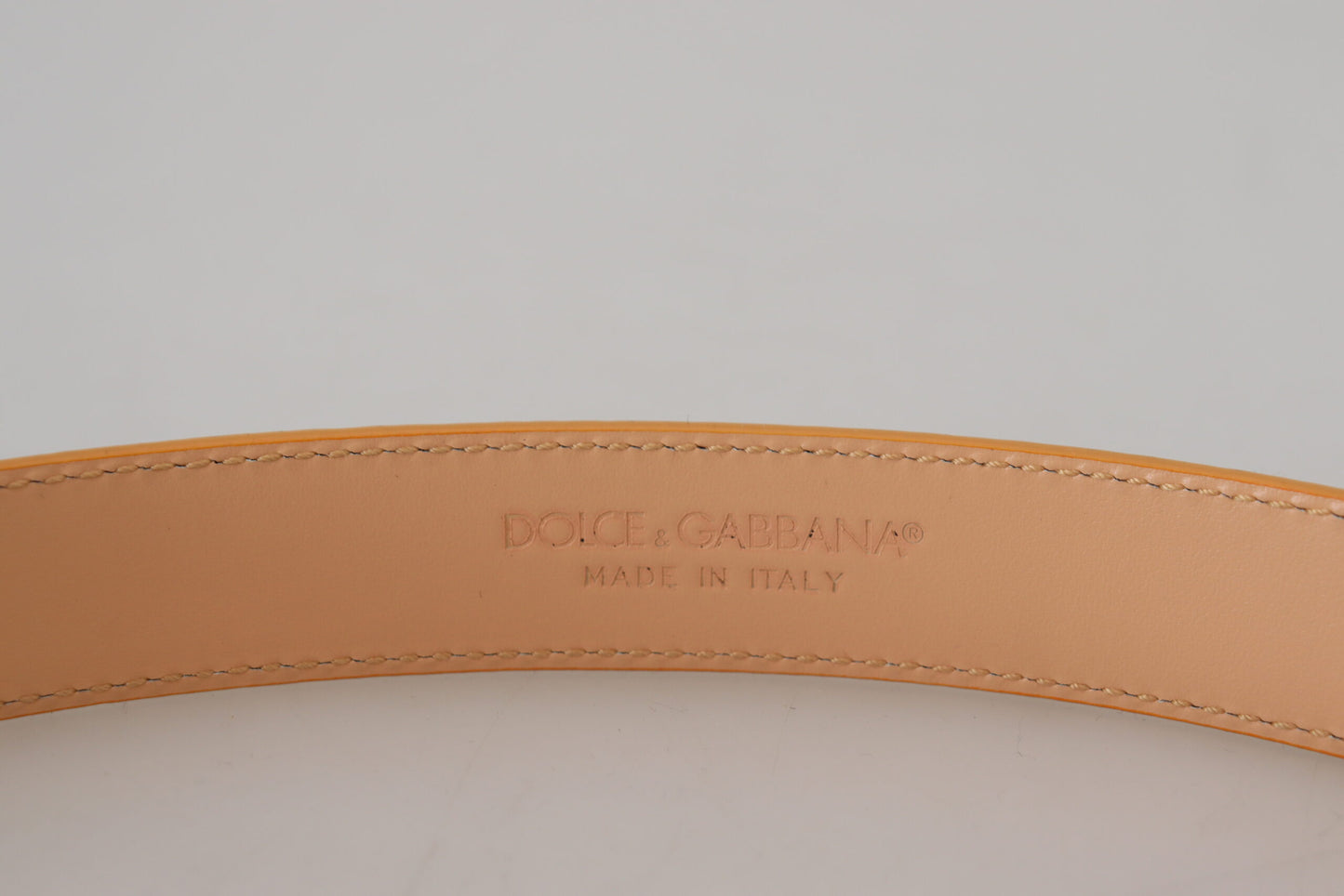 Dolce & Gabbana Beige Exotic Leather Gold Metal Buckle Belt