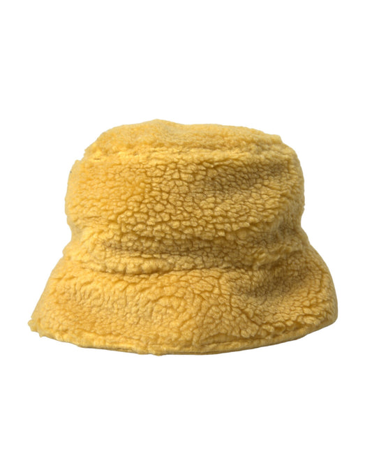 Dolce & Gabbana Yellow Fluffy Fleece Fur Bucket Hat Men