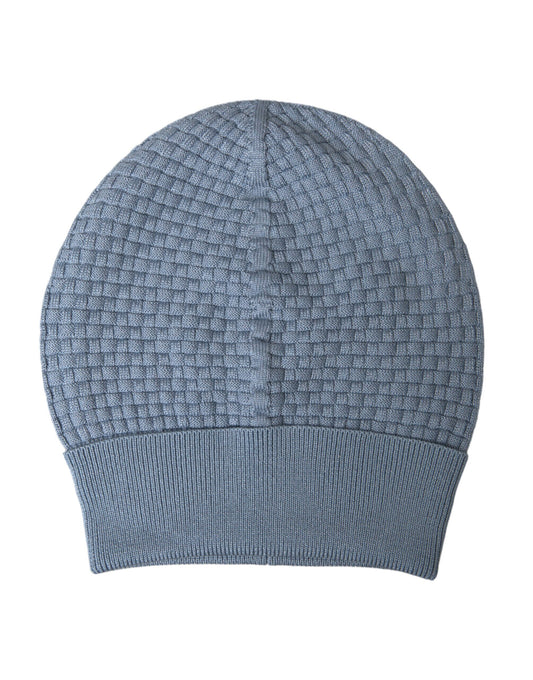 Dolce & Gabbana Light Blue Cotton Blend Beanie Bonnet Hat