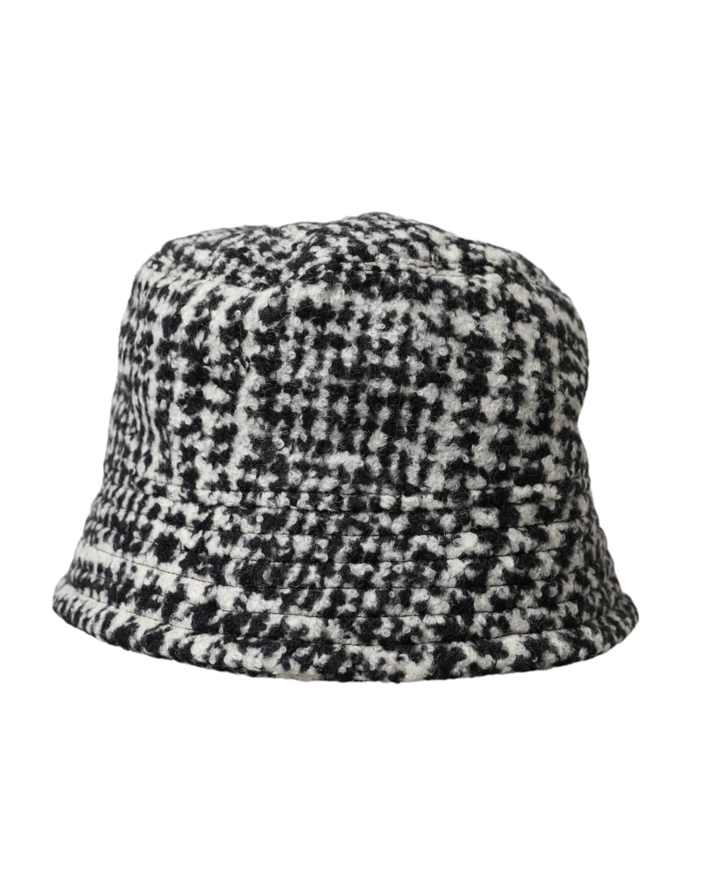 Dolce & Gabbana Black White Tweed Wool Bucket Hat Men