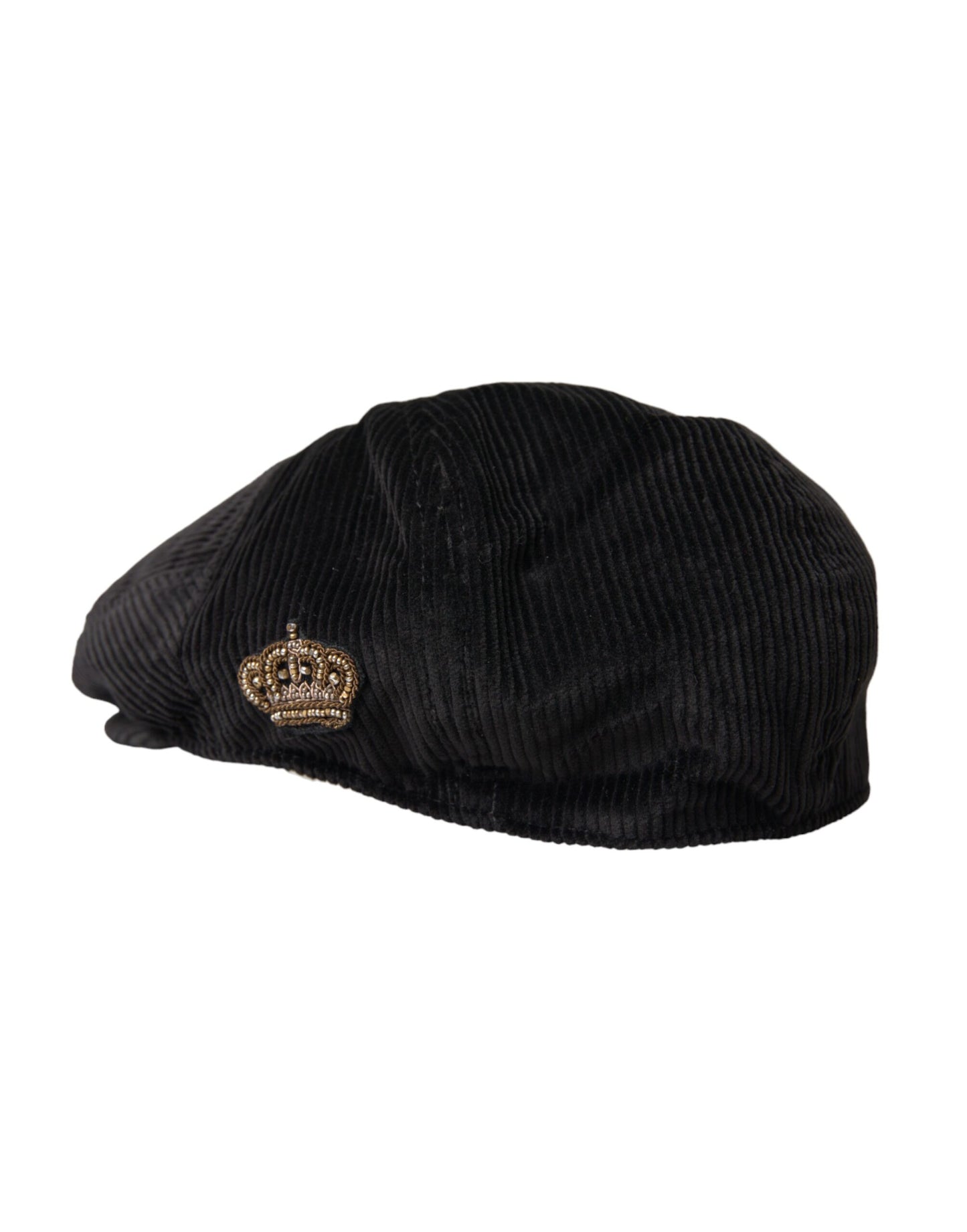 Dolce & Gabbana Black Corduroy Crown Newsboy Hat Men