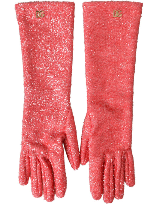 Dolce & Gabbana Pink Lurex Fantasia Mid Arm Length Gloves