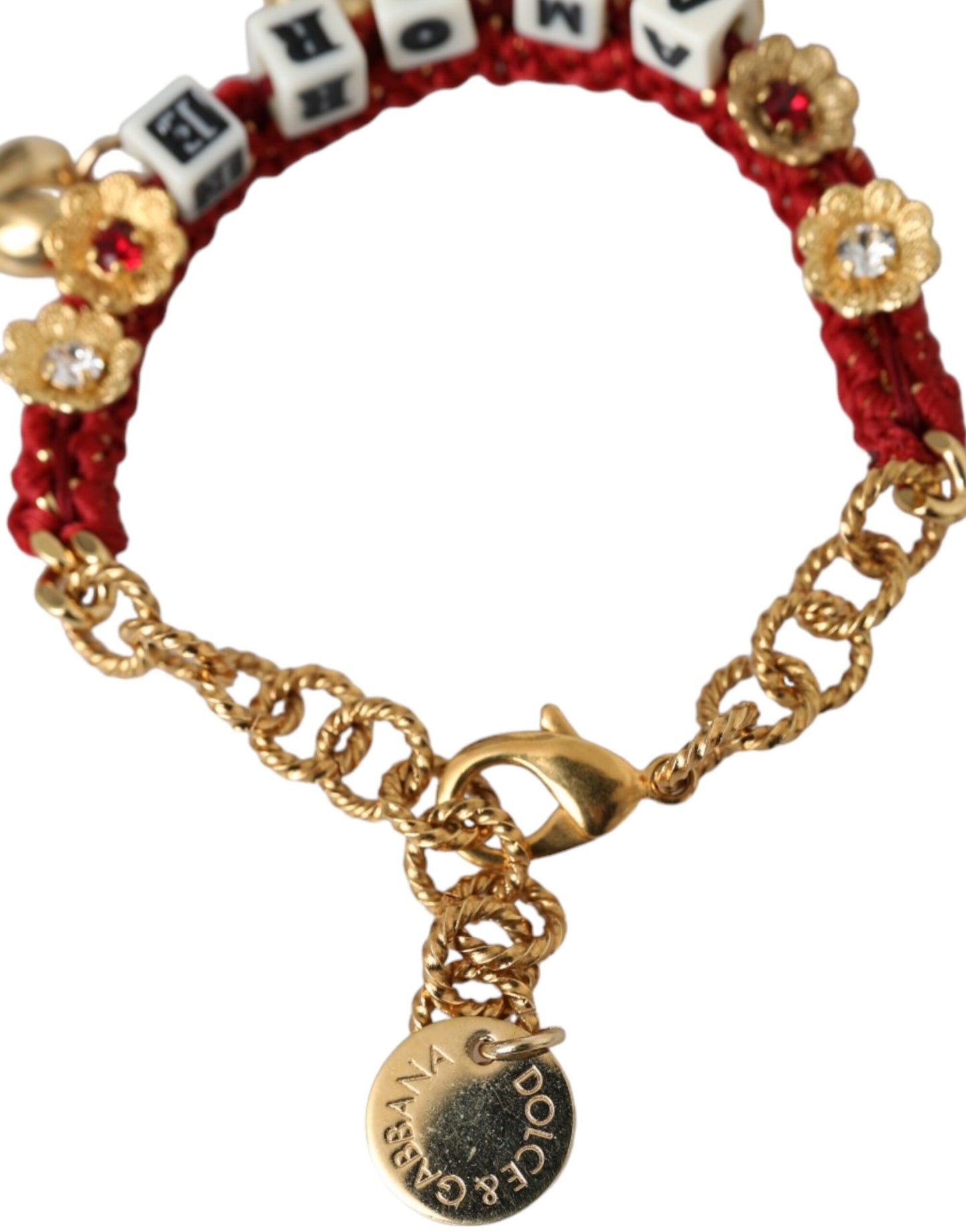 Dolce & Gabbana Gold Tone Brass Chain AMORE Fashion Bracelet