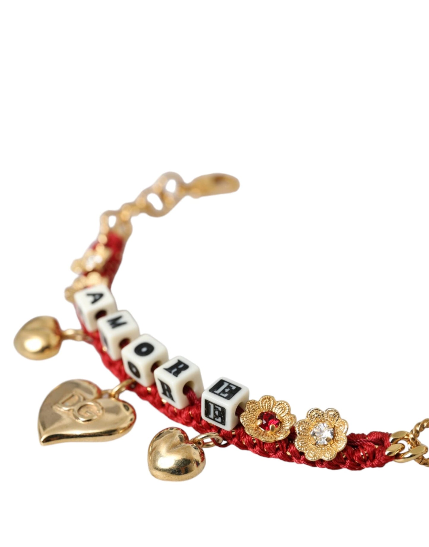 Dolce & Gabbana Gold Tone Brass Chain AMORE Fashion Bracelet