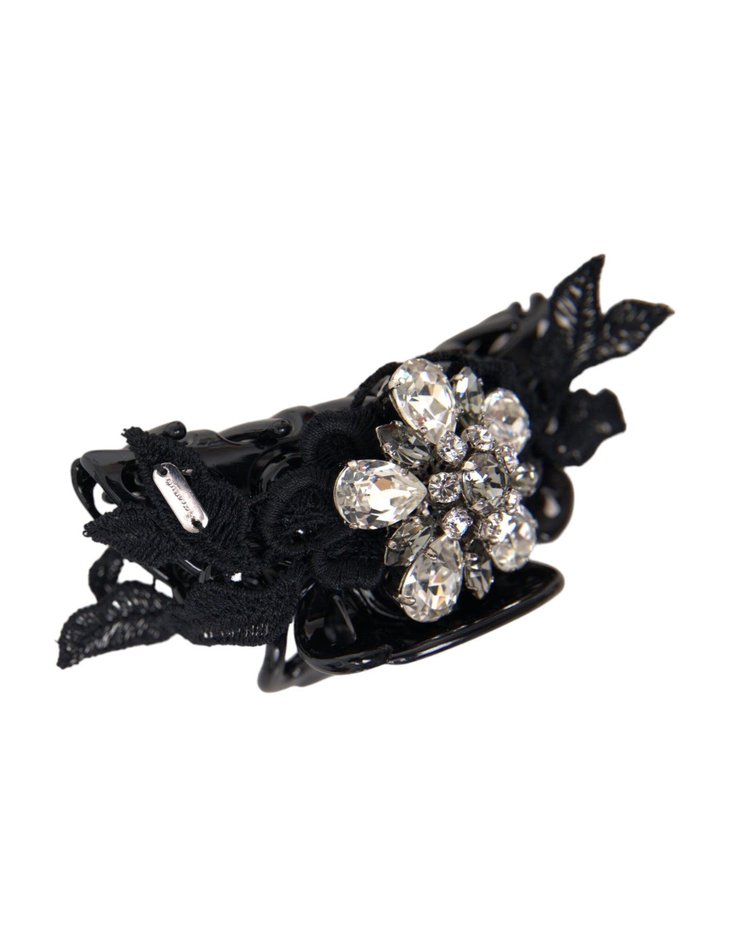 Dolce & Gabbana Black Plastic Crystal Jewelry Brooch Hair Pin