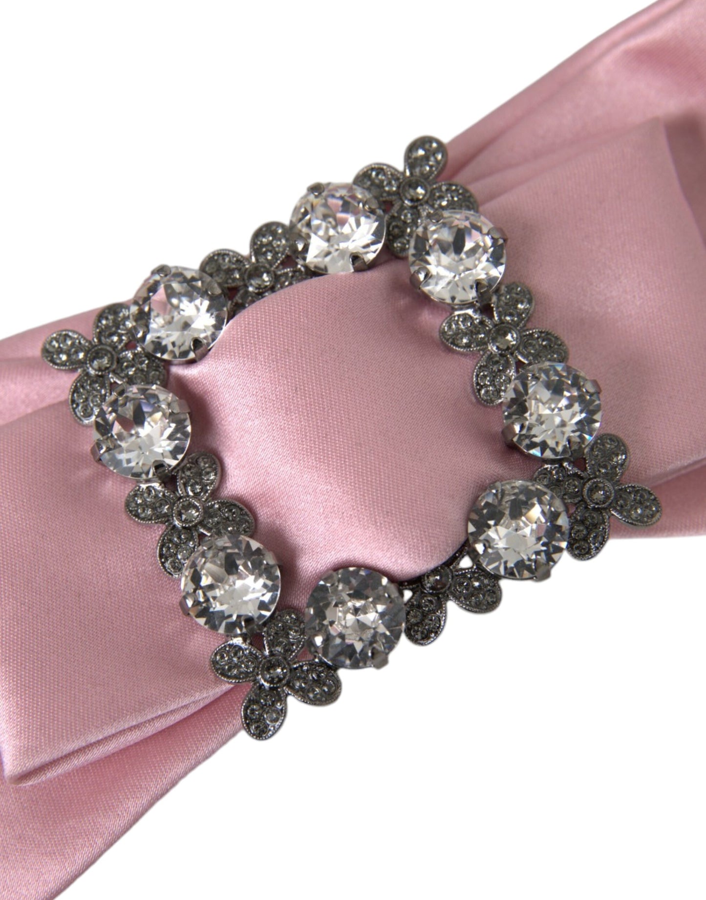 Dolce & Gabbana Pink Satin Crystal Jewelry Brooch Hair Pin