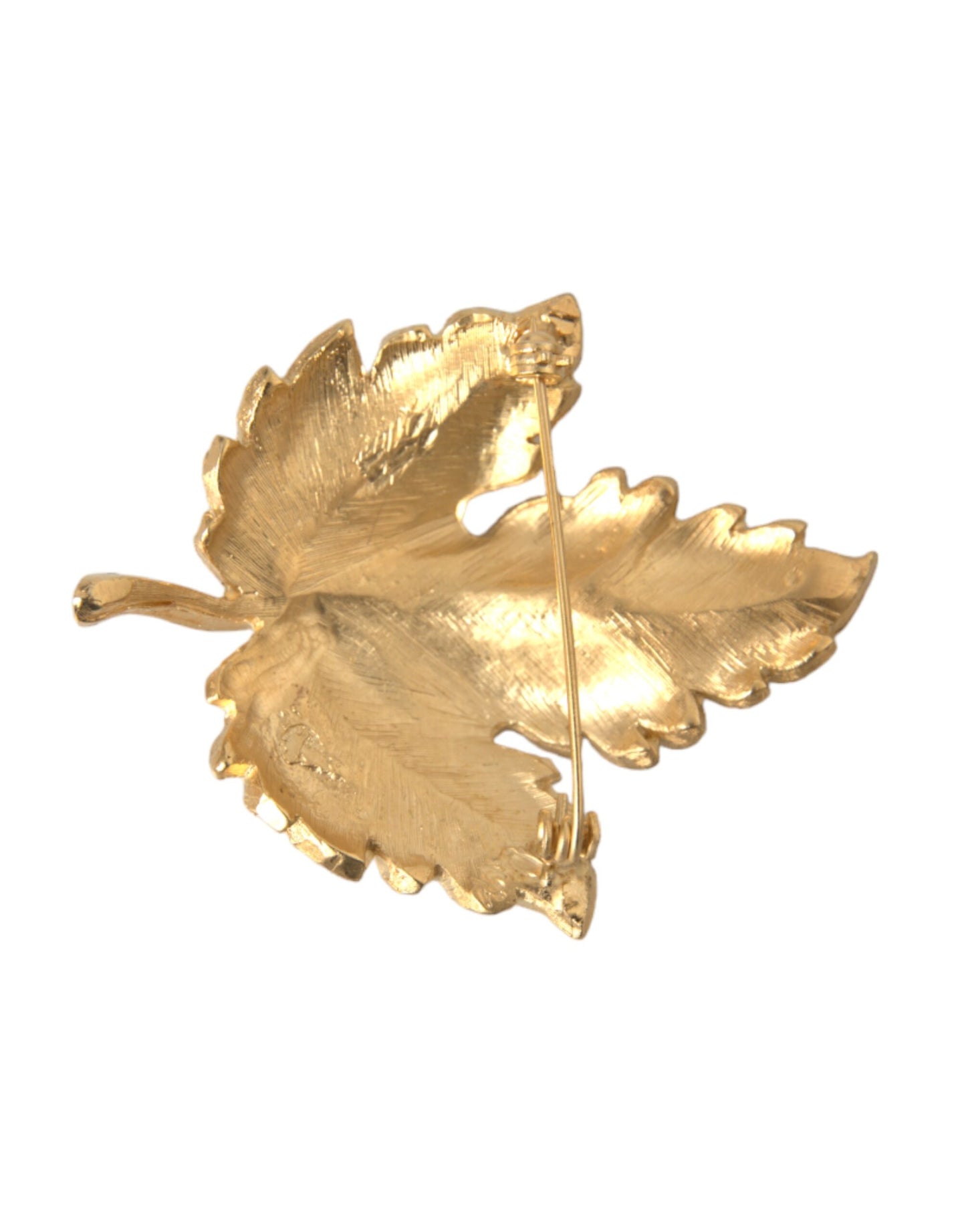 Dolce & Gabbana Gold Brass Leaf Embellished Women Brooch Pin