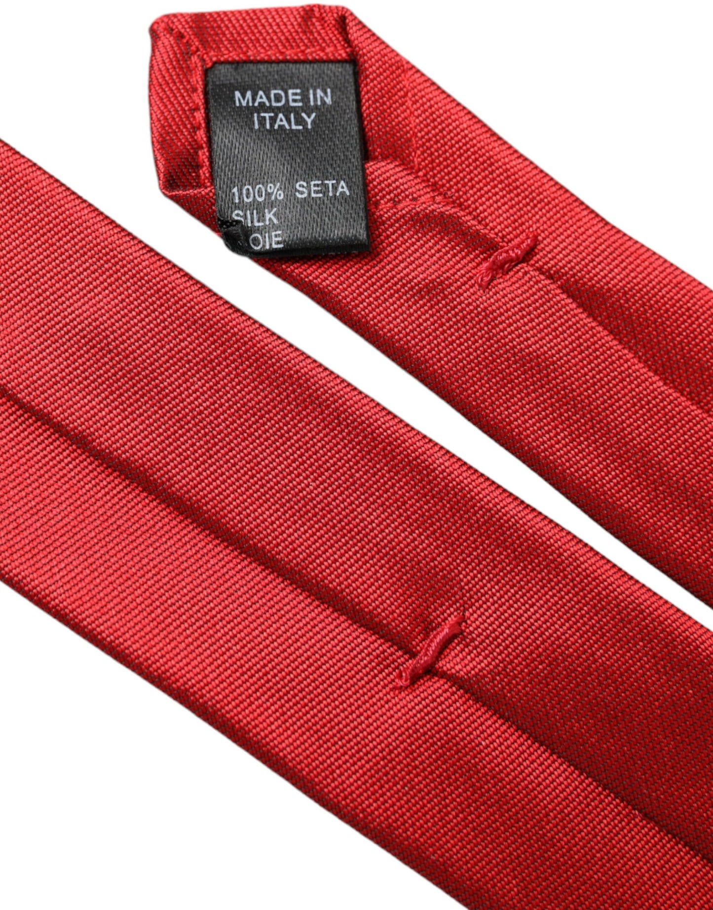 Dolce & Gabbana Red Solid Silk Adjustable Tie Men