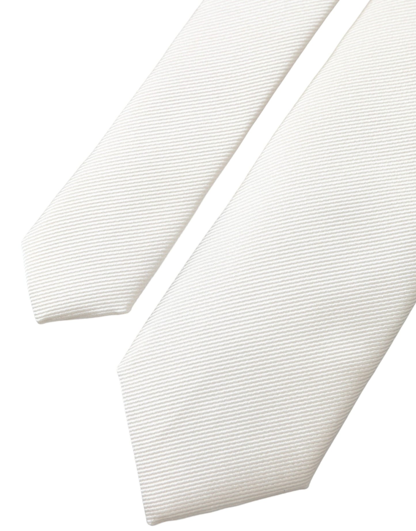 Dolce & Gabbana White Solid 100% Silk Adjustable Tie