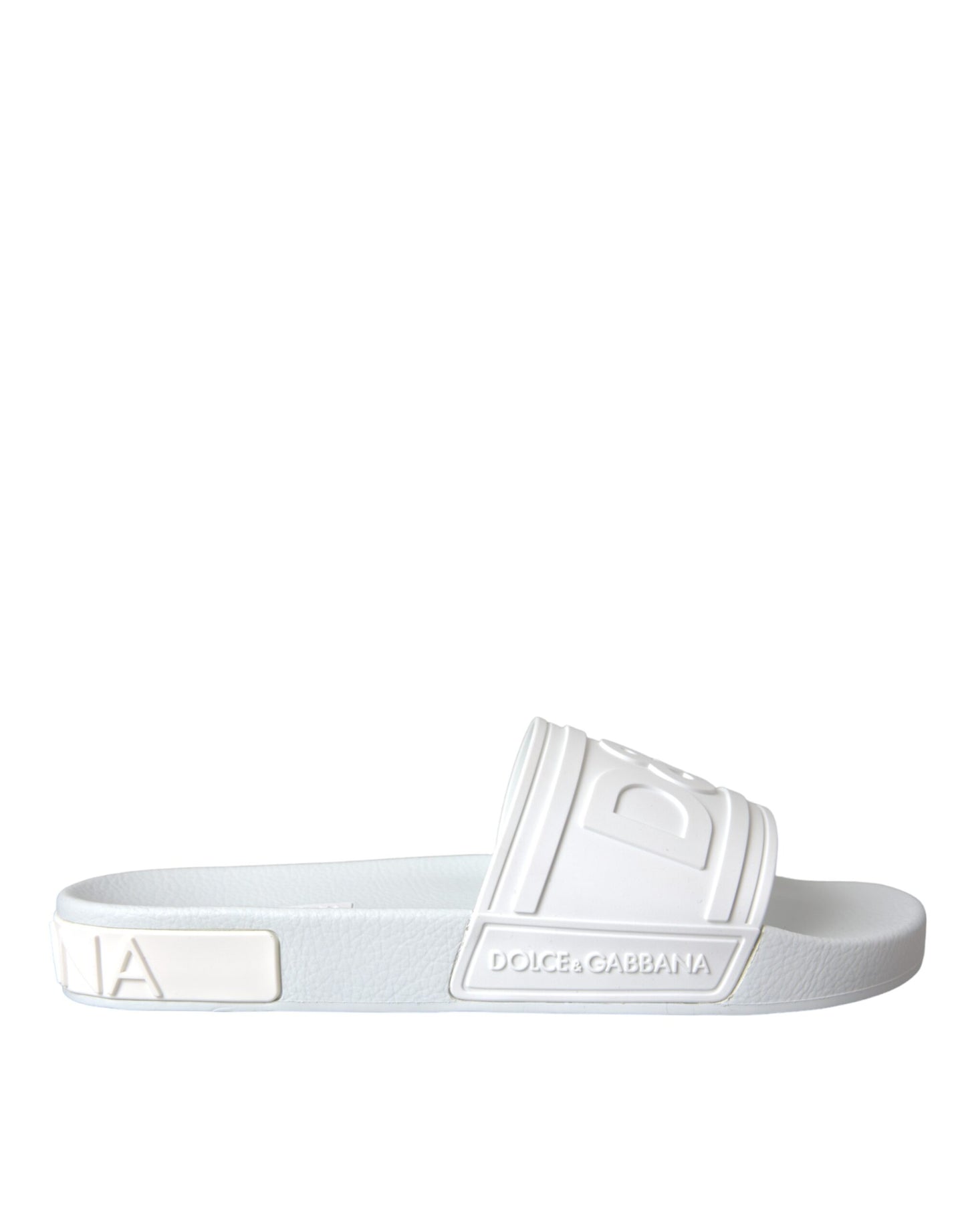 Dolce & Gabbana White Rubber Slides Sandals Beachwear Shoes