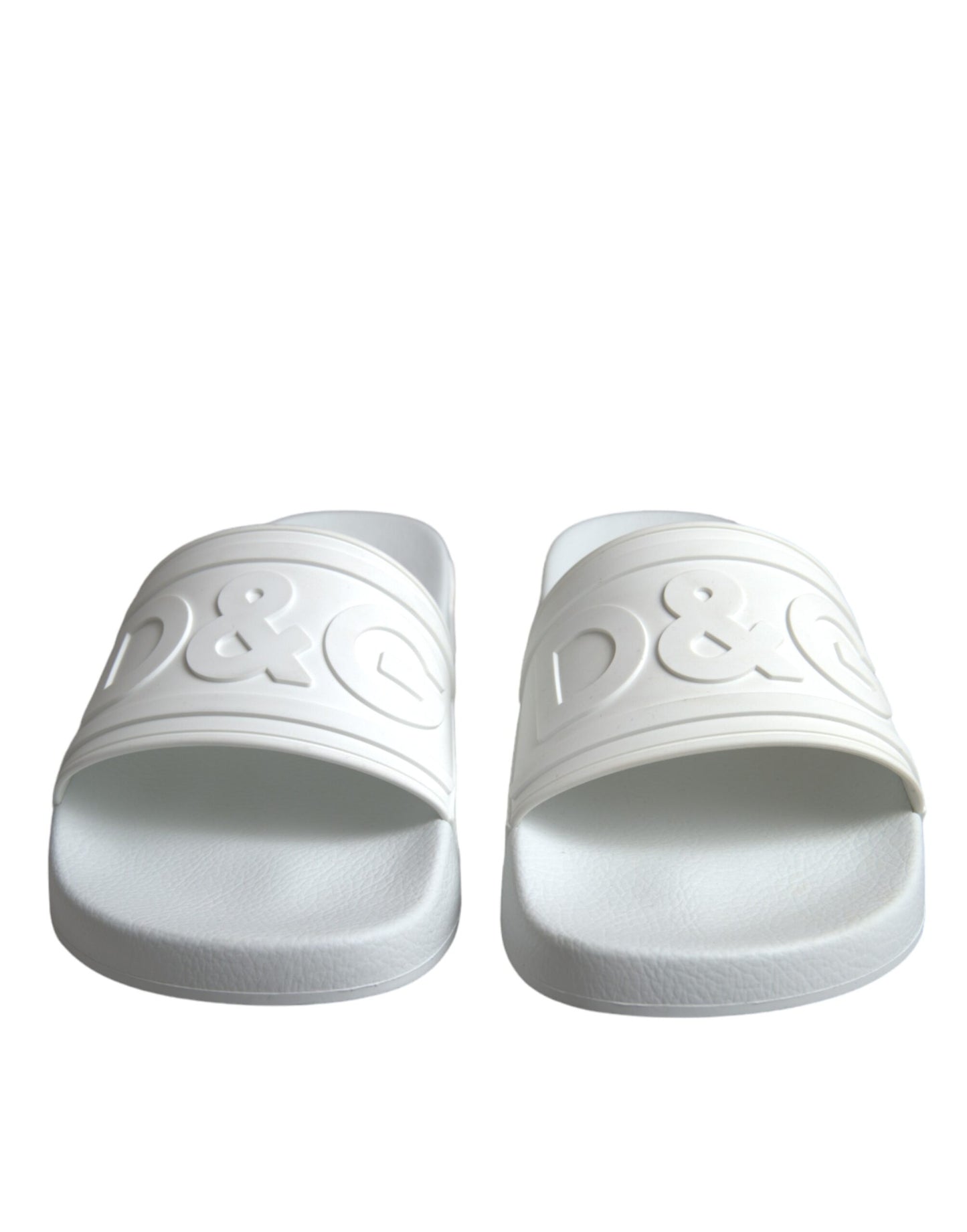 Dolce & Gabbana White Rubber Slides Sandals Beachwear Shoes