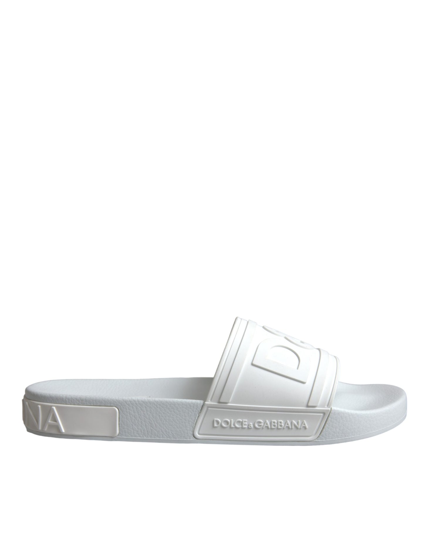 Dolce & Gabbana White Rubber Slides Sandals Beachwear Shoes