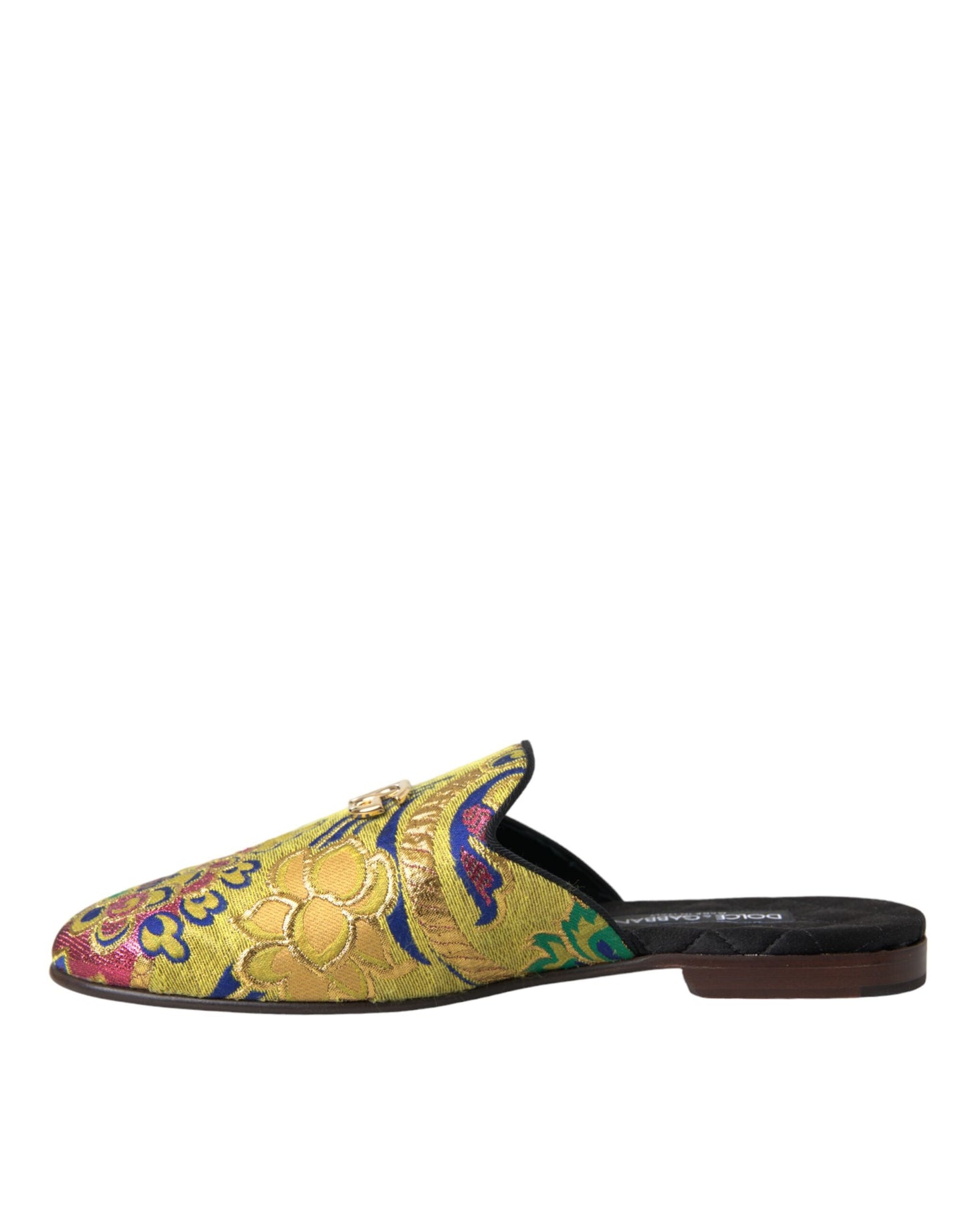 Dolce & Gabbana Multicolor Jacquard DG Logo Mule Flat Sandals Shoes