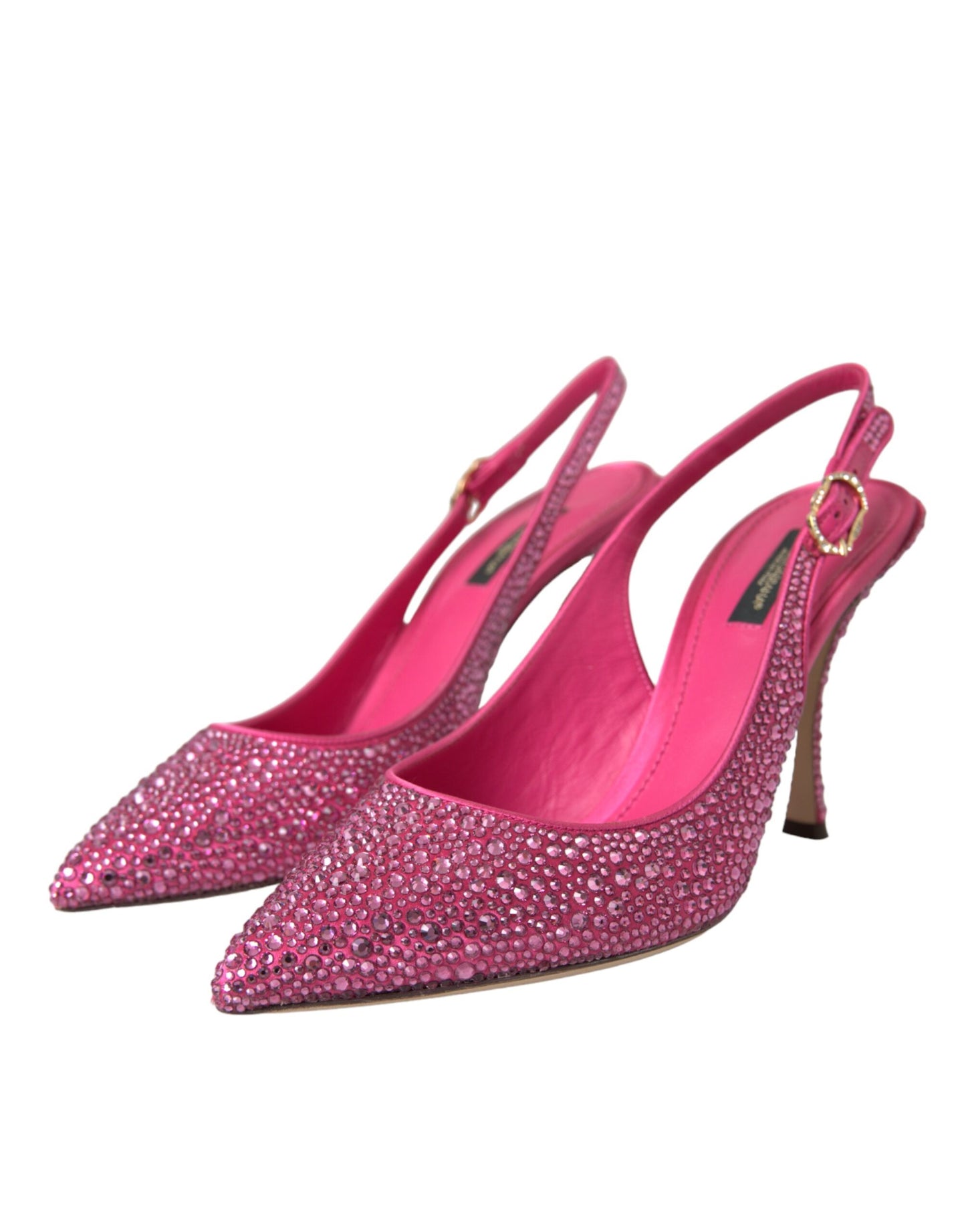 Dolce & Gabbana Pink Strass Crystal Heels Slingbacks Shoes