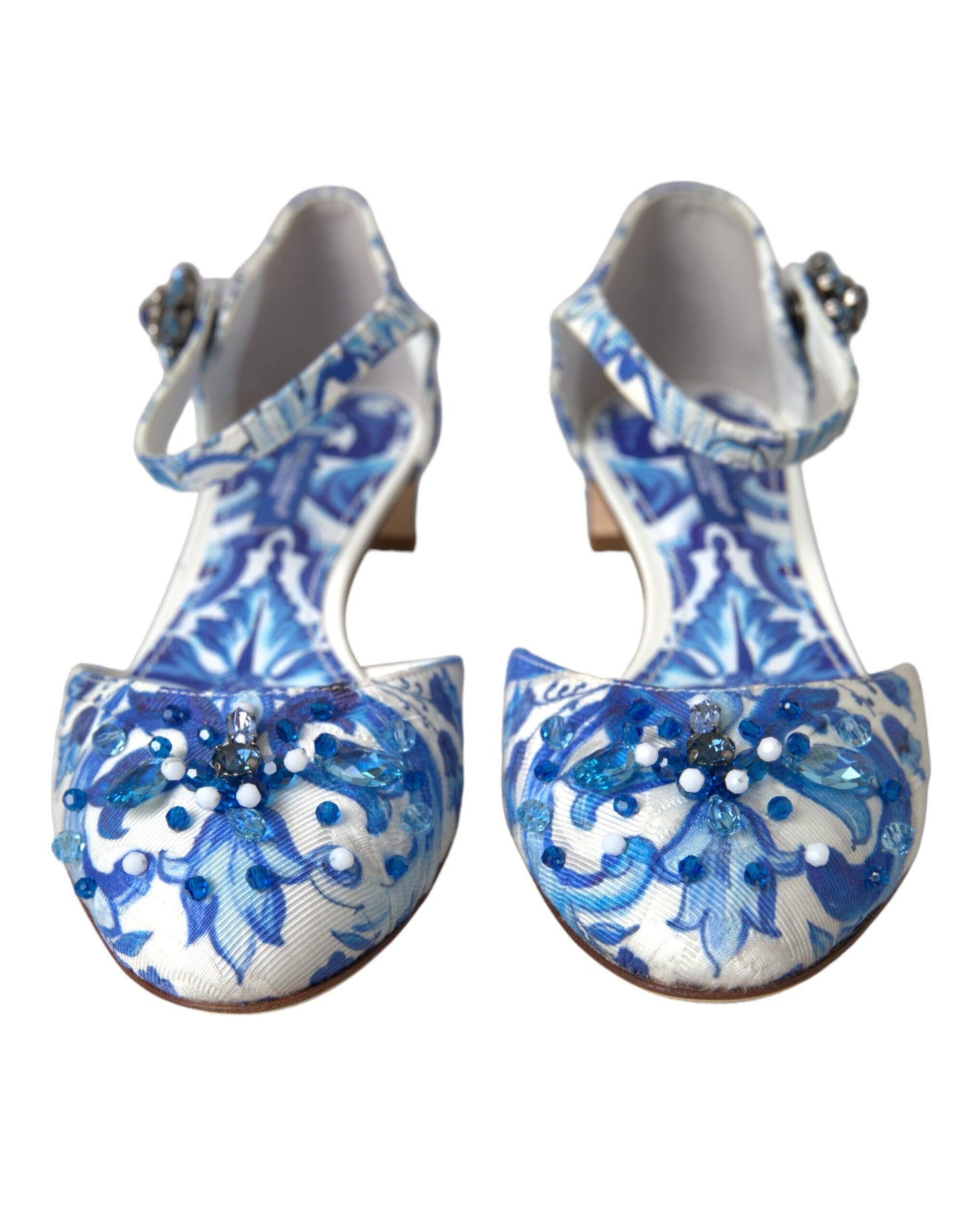 Dolce & Gabbana White Majolica Mary Janes Heels Pumps Shoes