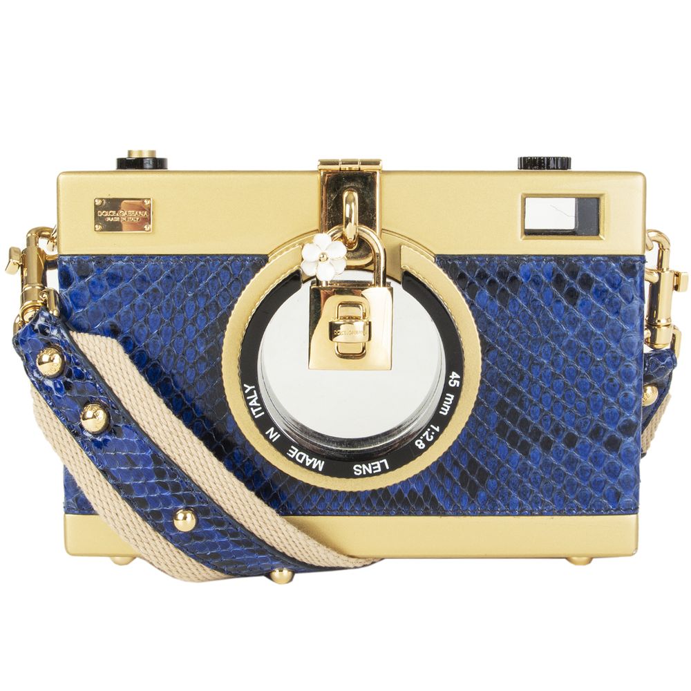 Dolce & Gabbana Blue Leather Di Pitone Crossbody Bag