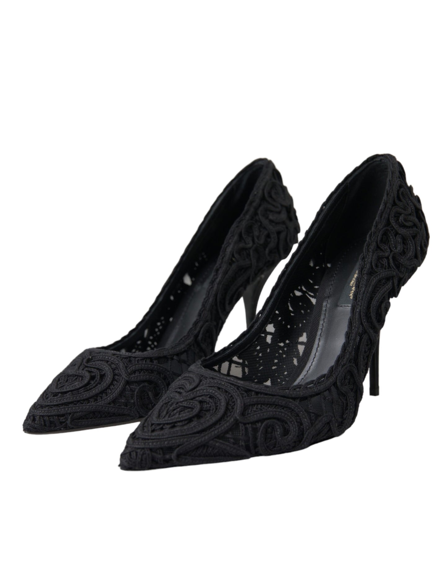 Dolce & Gabbana Black Cordonetto Ricamo Pump Heels Shoes