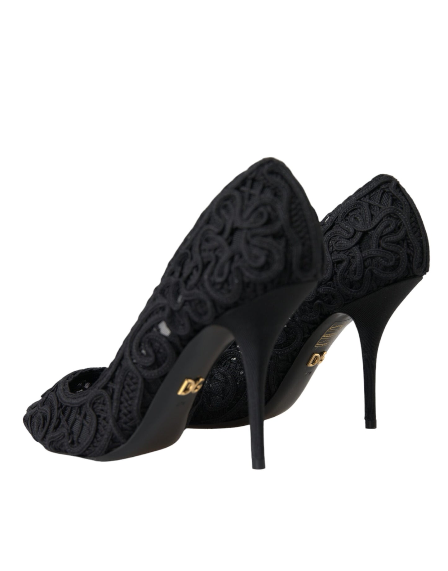 Dolce & Gabbana Black Cordonetto Ricamo Pump Heels Shoes