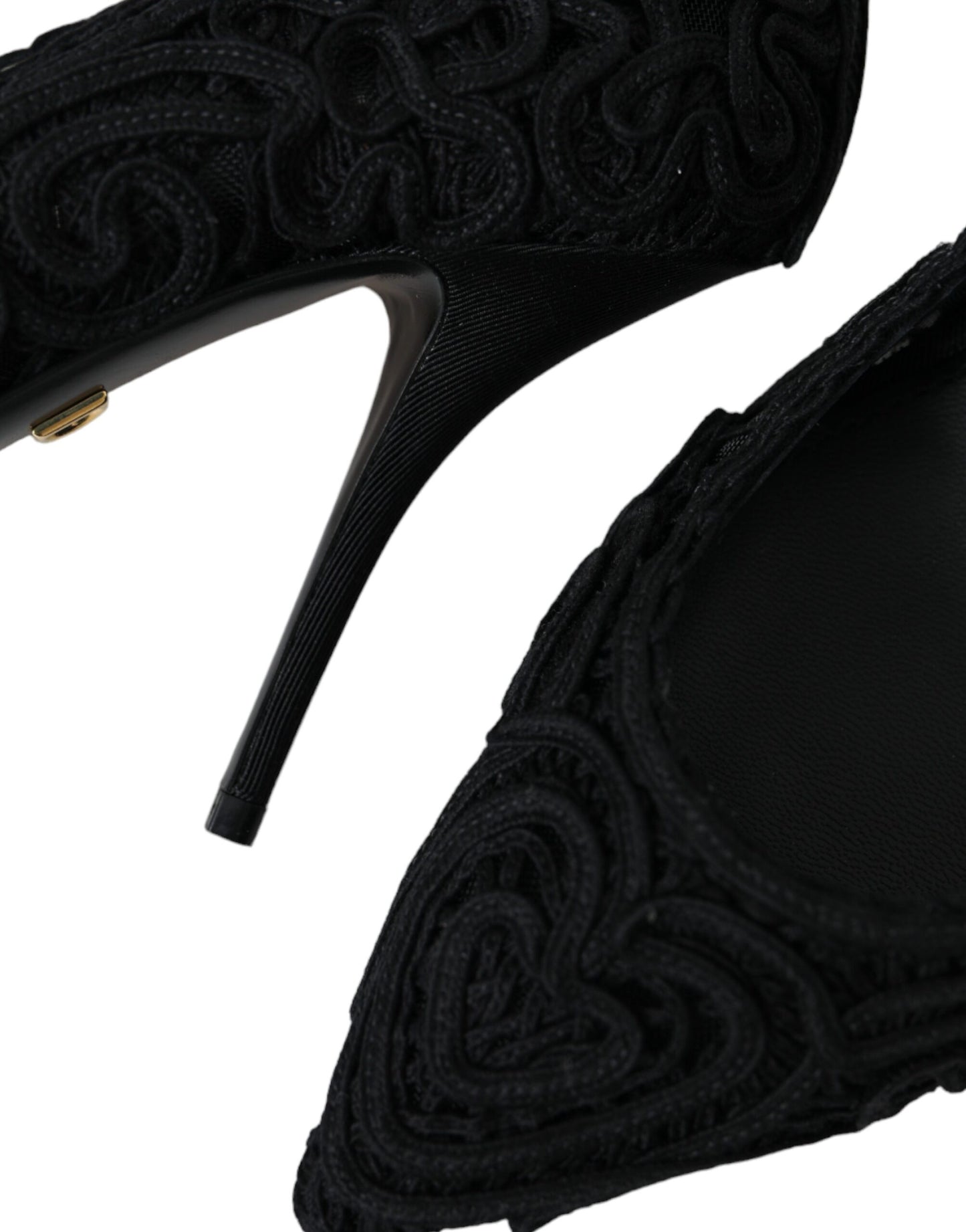 Dolce & Gabbana Black Cordonetto Ricamo Pump Heels Shoes