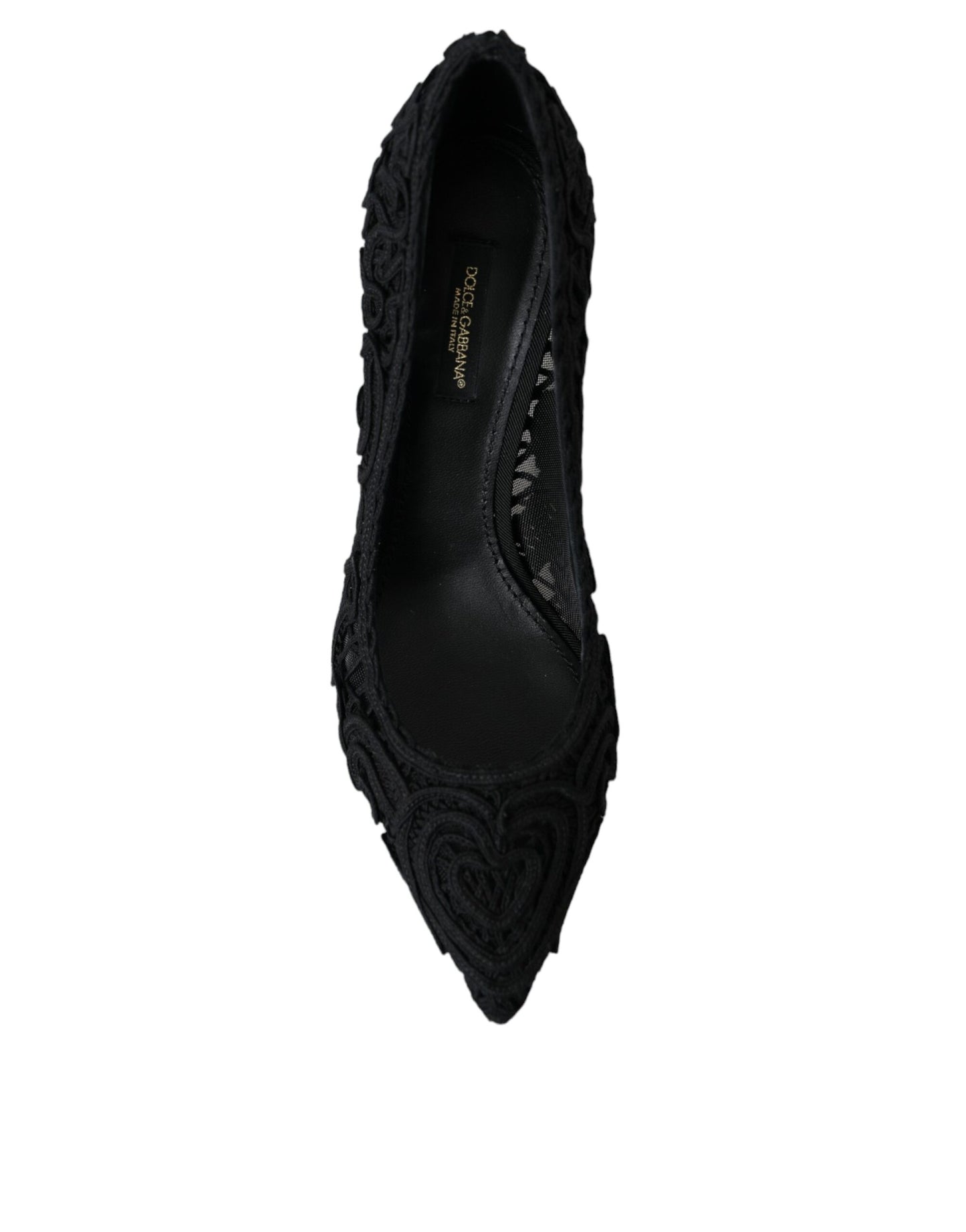 Dolce & Gabbana Black Cordonetto Ricamo Pump Heels Shoes