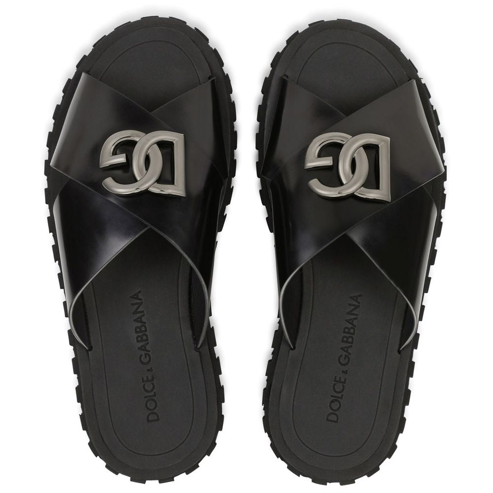 Dolce & Gabbana Black Calfskin Sandal