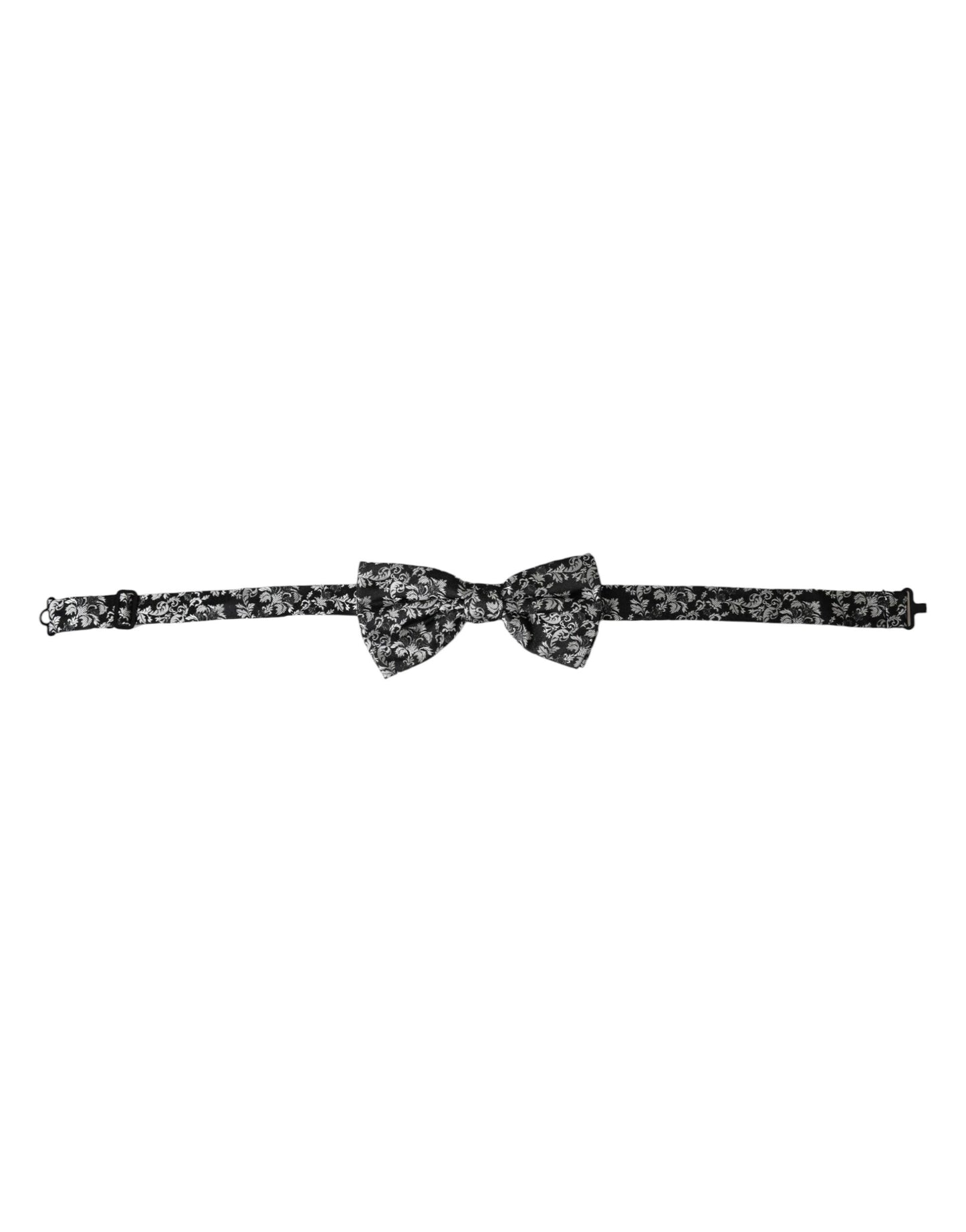 Dolce & Gabbana Black Floral Silk Adjustable Neck Men Bow Tie