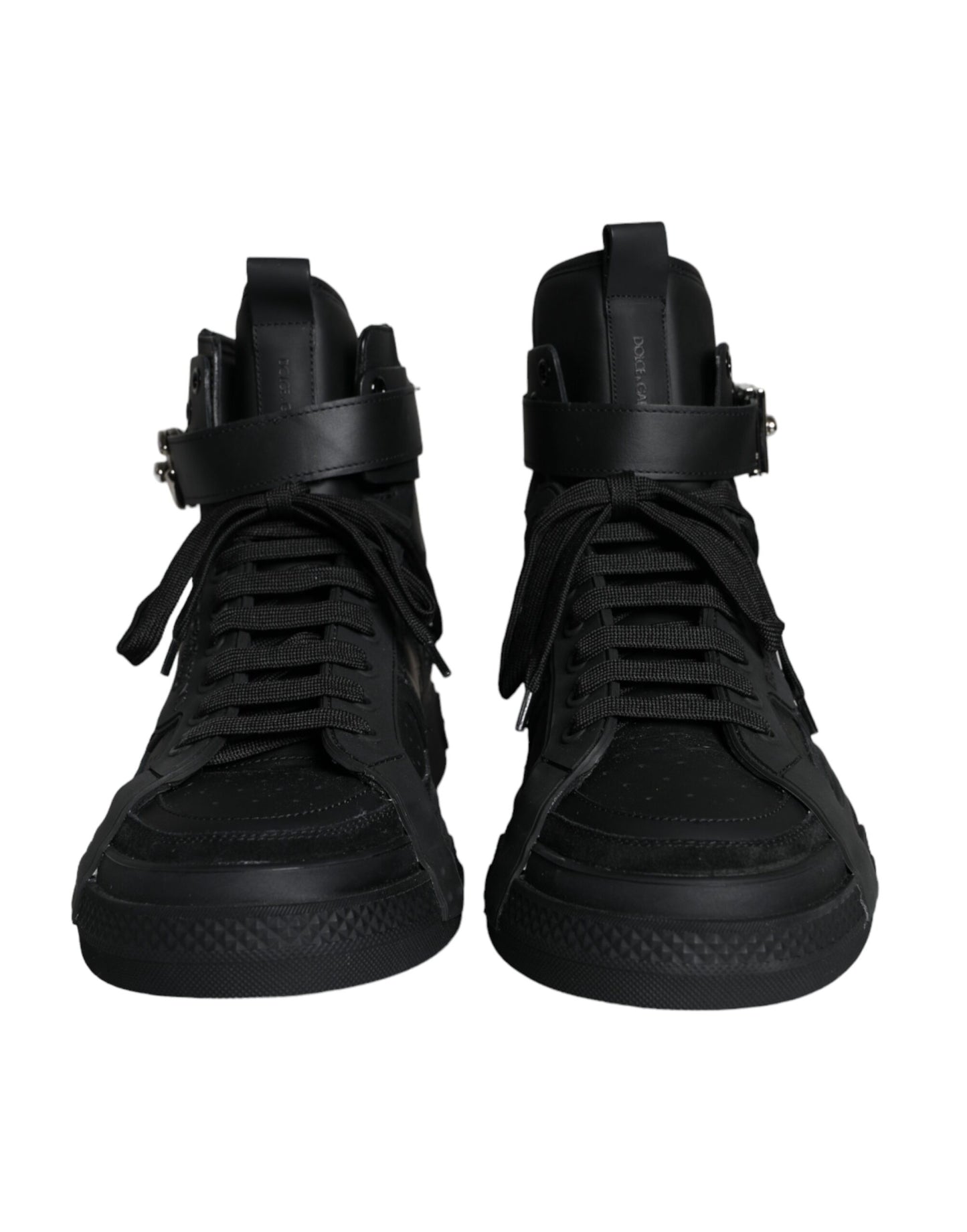 Dolce & Gabbana Black Leather High Top Logo Sneakers Shoes