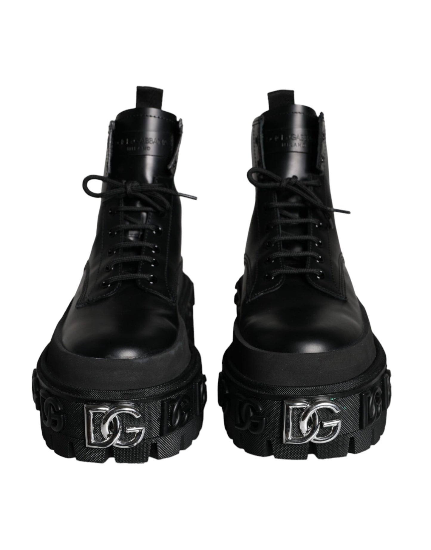 Dolce & Gabbana Black Lace Up Trekking Ankle Boots Men Shoes