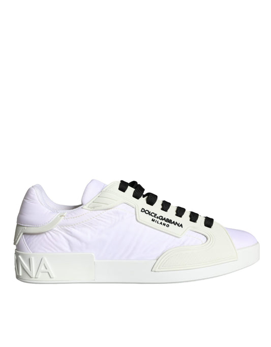 Dolce & Gabbana White Portofino Logo Low Top Trainers Sneakers Shoes