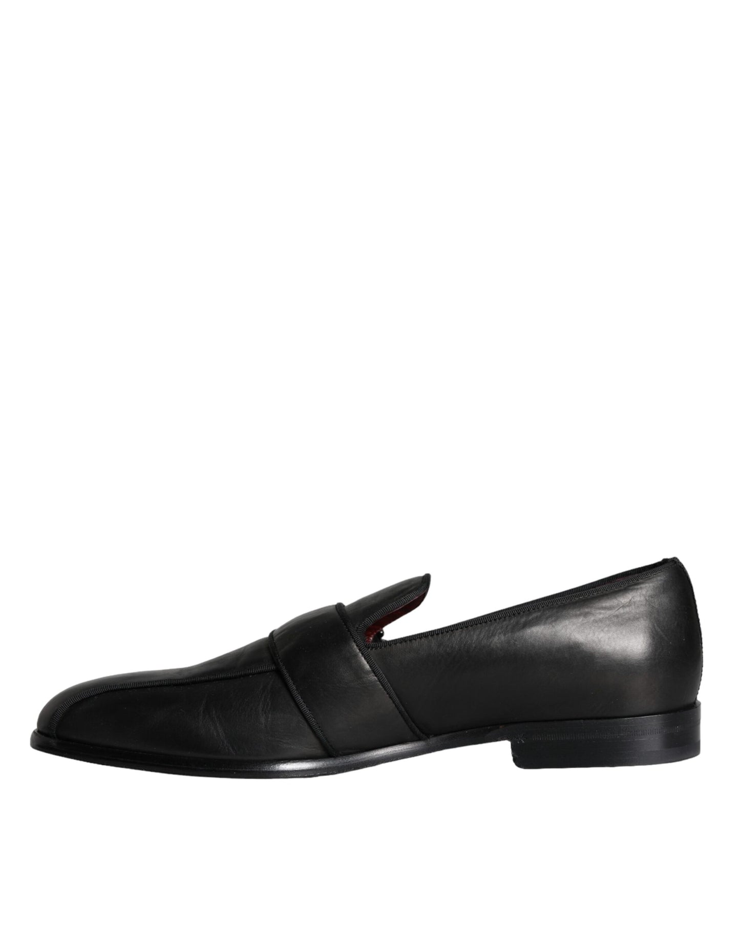 Dolce & Gabbana Black Leather Logo Loafers Men Dress Shoes