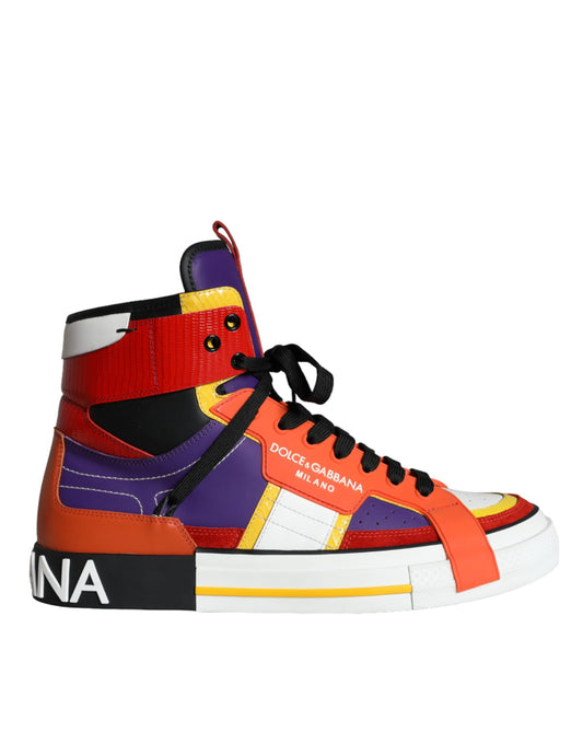 Dolce & Gabbana Multicolor Leather High Top Sneakers Shoes