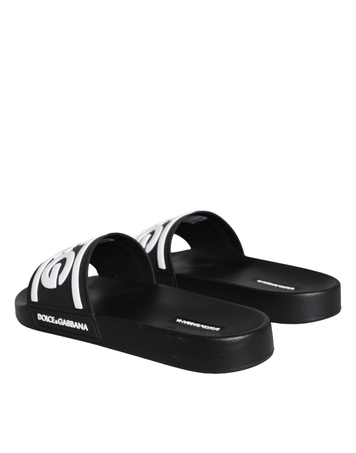 Dolce & Gabbana Black White Sandals Rubber Beachwear Shoes