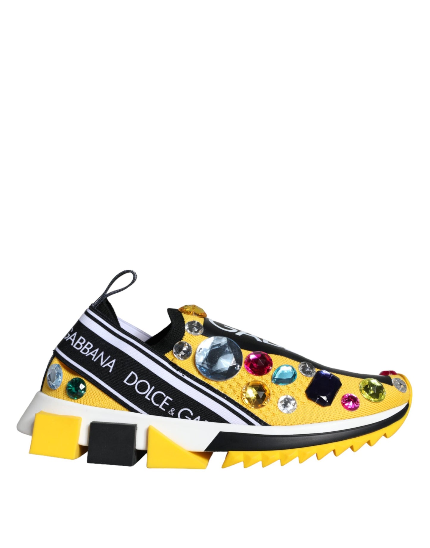 Dolce & Gabbana Yellow Sorrento Crystals Sneakers Womens Shoes