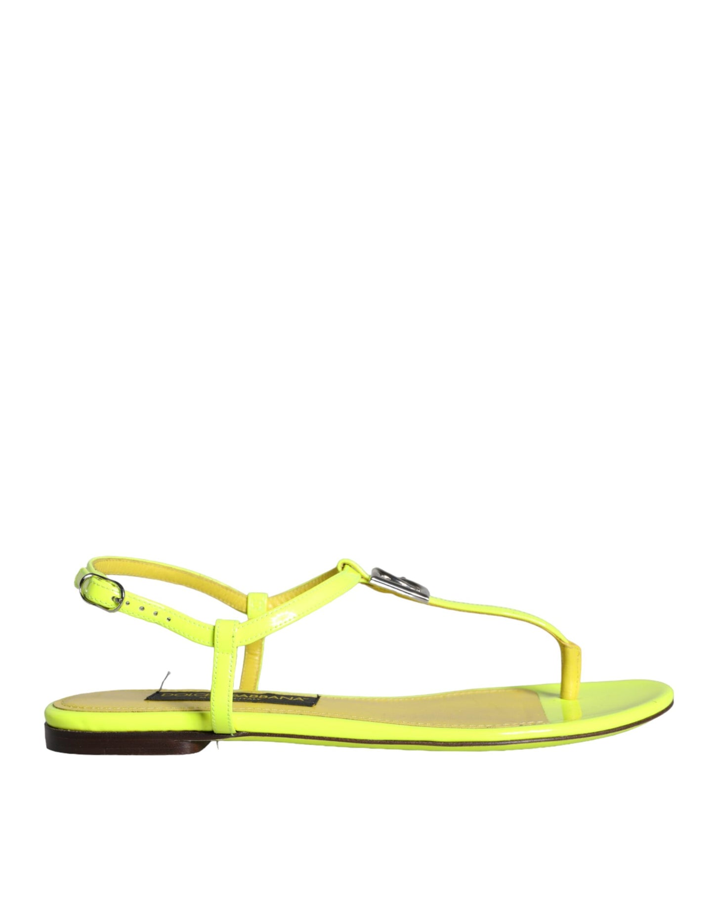 Dolce & Gabbana Yellow Leather DG Logo Flats Sandals Shoes