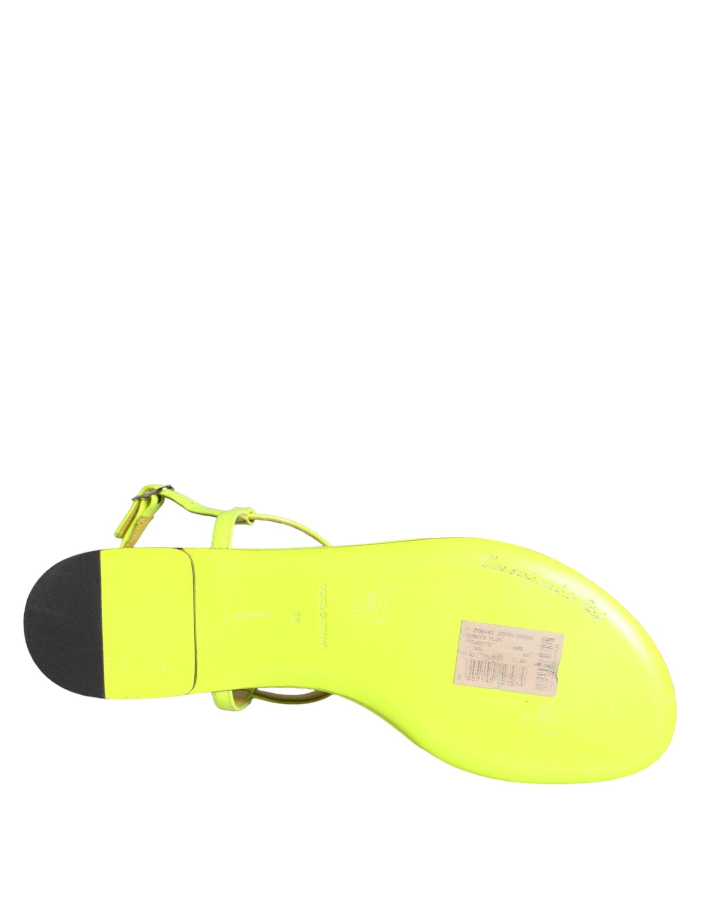 Dolce & Gabbana Yellow Leather DG Logo Flats Sandals Shoes