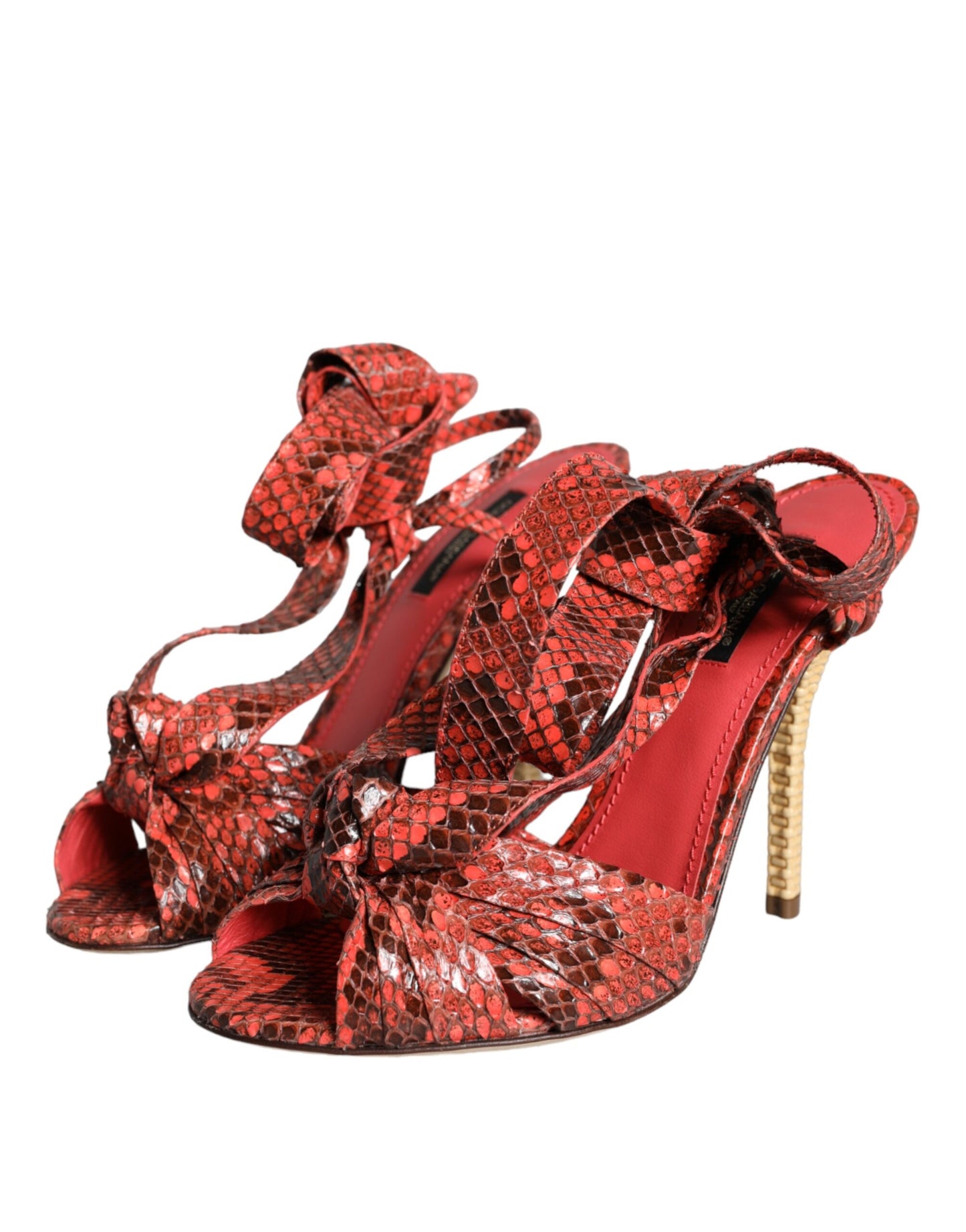 Dolce & Gabbana Coral Exotic Leather Heels Sandals Shoes